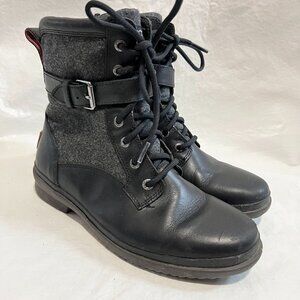 UGG boots Kesey size 7 waterproof leather black gray wool waterproof lace zip up